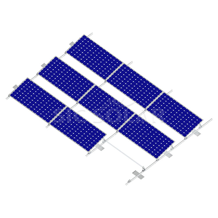 Sistema de montagem solar com lastro em telhado plano