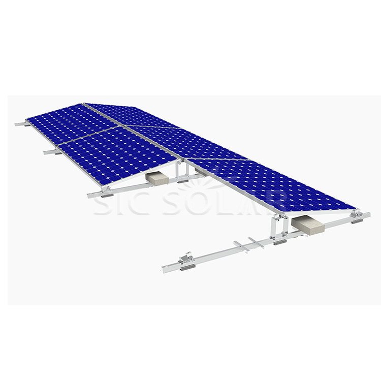 Montagem solar em telhado plano